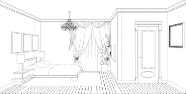 iç kontur görselleştirme, 3d illüstrasyon, kroki, anahat