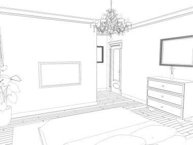 iç kontur görselleştirme, 3d illüstrasyon, kroki, anahat