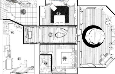 iç kontur görselleştirme, 3d illüstrasyon, kroki, anahat