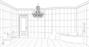 iç kontur görselleştirme, 3d illüstrasyon, kroki, anahat