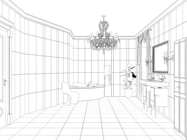 iç kontur görselleştirme, 3d illüstrasyon, kroki, anahat