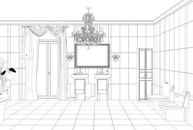 iç kontur görselleştirme, 3d illüstrasyon, kroki, anahat