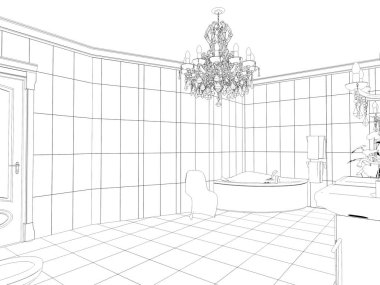 iç kontur görselleştirme, 3d illüstrasyon, kroki, anahat