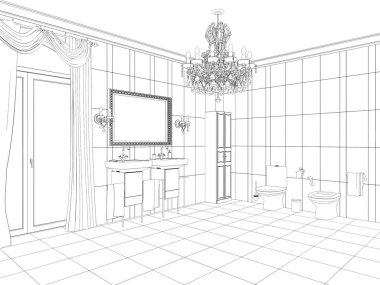 iç kontur görselleştirme, 3d illüstrasyon, kroki, anahat