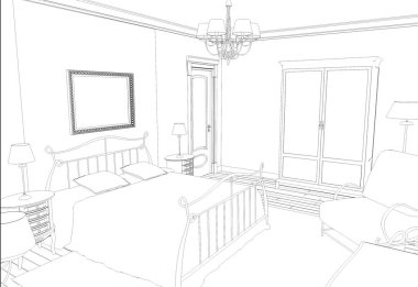 iç kontur görselleştirme, 3d illüstrasyon, kroki, anahat