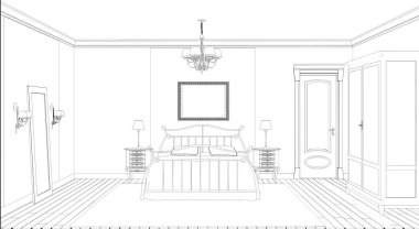 iç kontur görselleştirme, 3d illüstrasyon, kroki, anahat