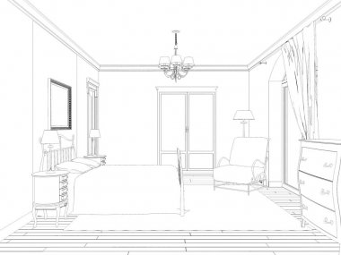 iç kontur görselleştirme, 3d illüstrasyon, kroki, anahat