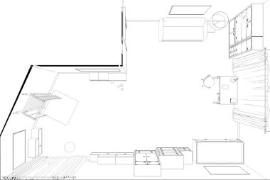 iç kontur görselleştirme, 3d illüstrasyon, kroki, anahat