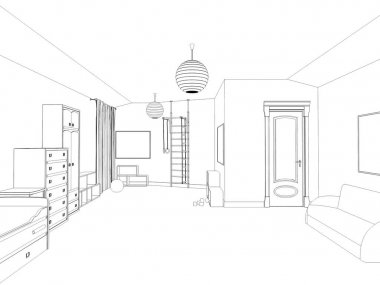 iç kontur görselleştirme, 3d illüstrasyon, kroki, anahat