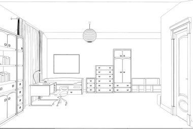 iç kontur görselleştirme, 3d illüstrasyon, kroki, anahat