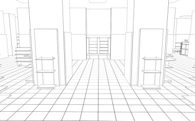 iç kontur görselleştirme, 3d illüstrasyon, kroki, anahat