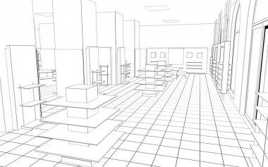 iç kontur görselleştirme, 3d illüstrasyon, kroki, anahat