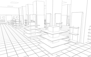 iç kontur görselleştirme, 3d illüstrasyon, kroki, anahat