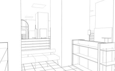 iç kontur görselleştirme, 3d illüstrasyon, kroki, anahat