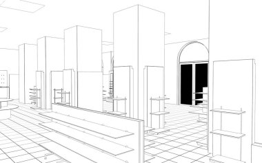 iç kontur görselleştirme, 3d illüstrasyon, kroki, anahat