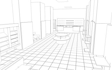 iç kontur görselleştirme, 3d illüstrasyon, kroki, anahat