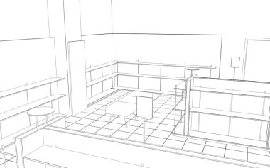 iç kontur görselleştirme, 3d illüstrasyon, kroki, anahat