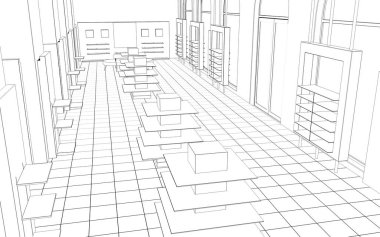 iç kontur görselleştirme, 3d illüstrasyon, kroki, anahat