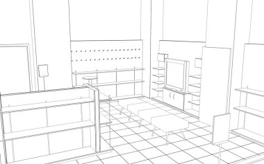 iç kontur görselleştirme, 3d illüstrasyon, kroki, anahat