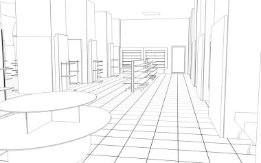 iç kontur görselleştirme, 3d illüstrasyon, kroki, anahat