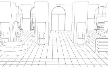 iç kontur görselleştirme, 3d illüstrasyon, kroki, anahat