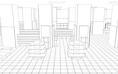 iç kontur görselleştirme, 3d illüstrasyon, kroki, anahat