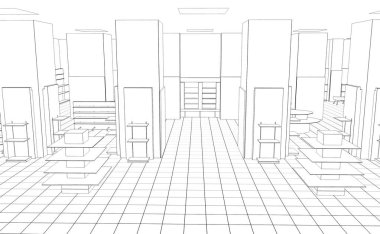 iç kontur görselleştirme, 3d illüstrasyon, kroki, anahat