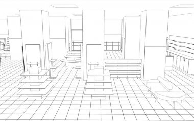 iç kontur görselleştirme, 3d illüstrasyon, kroki, anahat