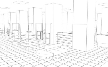 iç kontur görselleştirme, 3d illüstrasyon, kroki, anahat