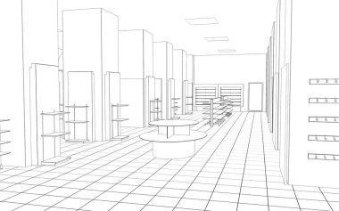 iç kontur görselleştirme, 3d illüstrasyon, kroki, anahat