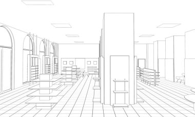 iç kontur görselleştirme, 3d illüstrasyon, kroki, anahat