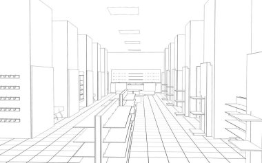 iç kontur görselleştirme, 3d illüstrasyon, kroki, anahat