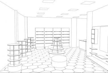 iç kontur görselleştirme, 3d illüstrasyon, kroki, anahat