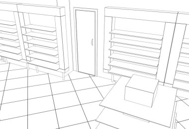 iç kontur görselleştirme, 3d illüstrasyon, kroki, anahat