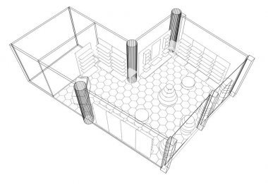 iç kontur görselleştirme, 3d illüstrasyon, kroki, anahat