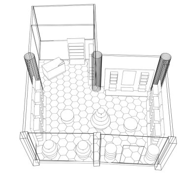 iç kontur görselleştirme, 3d illüstrasyon, kroki, anahat