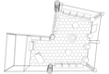 iç kontur görselleştirme, 3d illüstrasyon, kroki, anahat