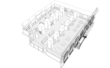 iç kontur görselleştirme, 3d illüstrasyon, kroki, anahat