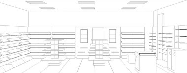 iç kontur görselleştirme, 3d illüstrasyon, kroki, anahat