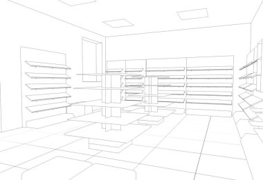 iç kontur görselleştirme, 3d illüstrasyon, kroki, anahat