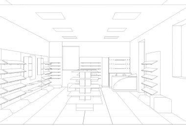 iç kontur görselleştirme, 3d illüstrasyon, kroki, anahat