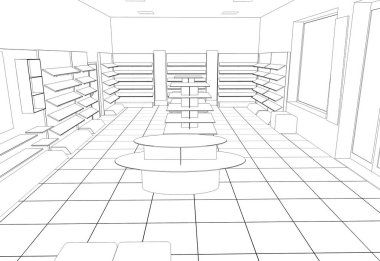 iç kontur görselleştirme, 3d illüstrasyon, kroki, anahat