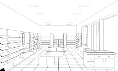 iç kontur görselleştirme, 3d illüstrasyon, kroki, anahat