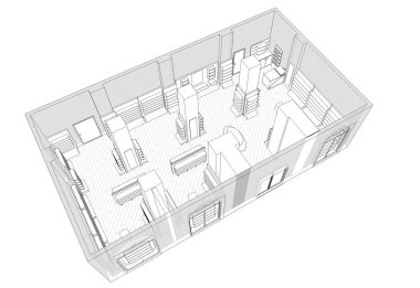 iç kontur görselleştirme, 3d illüstrasyon, kroki, anahat