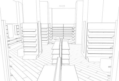 iç kontur görselleştirme, 3d illüstrasyon, kroki, anahat