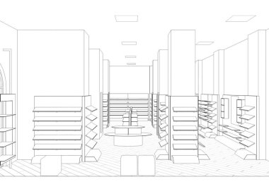 iç kontur görselleştirme, 3d illüstrasyon, kroki, anahat