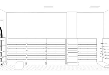 iç kontur görselleştirme, 3d illüstrasyon, kroki, anahat