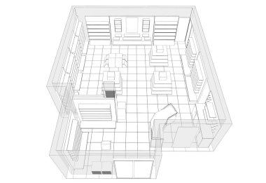 iç kontur görselleştirme, 3d illüstrasyon, kroki, anahat