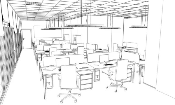 Interior Contour Visualization Illustration Sketch Outline — Stock Photo, Image