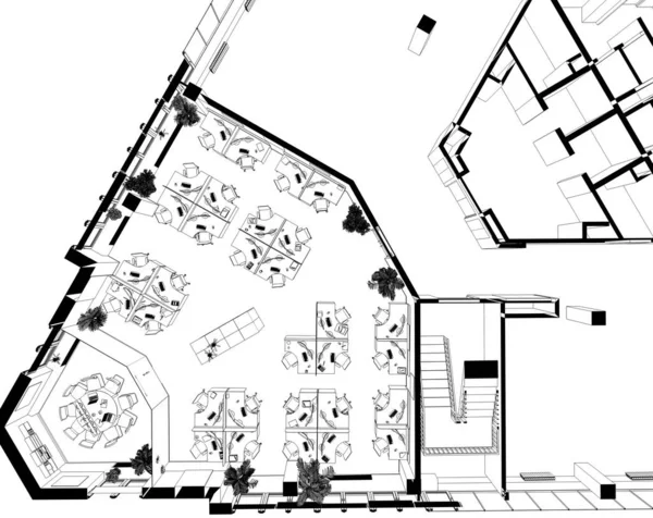 iç kontur görselleştirme, 3d illüstrasyon, kroki, anahat